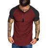 imageCOOFANDY Mens Muscle TShirt Pleated Raglan Sleeve Bodybuilding Gym Tee Short Sleeve Fashion Workout Shirts Hipster ShirtPattern9 Red  Black