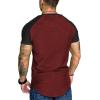 imageCOOFANDY Mens Muscle TShirt Pleated Raglan Sleeve Bodybuilding Gym Tee Short Sleeve Fashion Workout Shirts Hipster ShirtPattern9 Red  Black