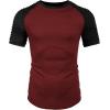 imageCOOFANDY Mens Muscle TShirt Pleated Raglan Sleeve Bodybuilding Gym Tee Short Sleeve Fashion Workout Shirts Hipster ShirtPattern9 Red  Black