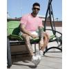 imageCOOFANDY Mens Muscle TShirt Pleated Raglan Sleeve Bodybuilding Gym Tee Short Sleeve Fashion Workout Shirts Hipster ShirtPink