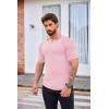 imageCOOFANDY Mens Muscle TShirt Pleated Raglan Sleeve Bodybuilding Gym Tee Short Sleeve Fashion Workout Shirts Hipster ShirtPink