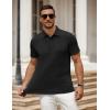 imageCOOFANDY Mens Polo Shirt Golf Quick Dry Performance Short Sleeve Moisture Wicking Athletic Polo Collared Tennis TShirtBlack