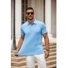 imageCOOFANDY Mens Polo Shirt Golf Quick Dry Performance Short Sleeve Moisture Wicking Athletic Polo Collared Tennis TShirtLight Blue