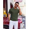 imageCOOFANDY Mens Polo Shirts Short Sleeve Casual Knit Polo Shirt Vintage Golf T Shirts Old Money TopsArmy Green