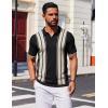 imageCOOFANDY Mens Polo Shirts Short Sleeve Casual Knit Polo Shirt Vintage Golf T Shirts Old Money TopsBlack  Beige