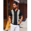 imageCOOFANDY Mens Polo Shirts Short Sleeve Casual Knit Polo Shirt Vintage Golf T Shirts Old Money TopsBlack  Beige
