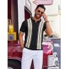 imageCOOFANDY Mens Polo Shirts Short Sleeve Casual Knit Polo Shirt Vintage Golf T Shirts Old Money TopsBlack  Beige