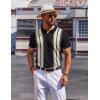 imageCOOFANDY Mens Polo Shirts Short Sleeve Casual Knit Polo Shirt Vintage Golf T Shirts Old Money TopsBlack  Beige