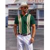 imageCOOFANDY Mens Polo Shirts Short Sleeve Casual Knit Polo Shirt Vintage Golf T Shirts Old Money TopsGreen  Black