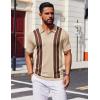 imageCOOFANDY Mens Polo Shirts Short Sleeve Casual Knit Polo Shirt Vintage Golf T Shirts Old Money TopsWhite  Brown