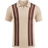 imageCOOFANDY Mens Polo Shirts Short Sleeve Casual Knit Polo Shirt Vintage Golf T Shirts Old Money TopsWhite  Brown