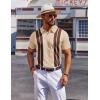 imageCOOFANDY Mens Polo Shirts Short Sleeve Casual Knit Polo Shirt Vintage Golf T Shirts Old Money TopsWhite  Brown