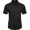 imageCOOFANDY Mens Short Sleeve Wrinkle Free Shirt Casual Button Down Shirt Summer Dress ShirtBlack