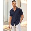 imageCOOFANDY Mens Short Sleeve Wrinkle Free Shirt Casual Button Down Shirt Summer Dress ShirtBlueviolet
