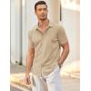 imageCOOFANDY Mens Short Sleeve Wrinkle Free Shirt Casual Button Down Shirt Summer Dress ShirtChampagne