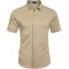 imageCOOFANDY Mens Short Sleeve Wrinkle Free Shirt Casual Button Down Shirt Summer Dress ShirtChampagne