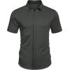 imageCOOFANDY Mens Short Sleeve Wrinkle Free Shirt Casual Button Down Shirt Summer Dress ShirtDark Grey
