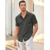 imageCOOFANDY Mens Short Sleeve Wrinkle Free Shirt Casual Button Down Shirt Summer Dress ShirtDark Grey
