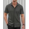 imageCOOFANDY Mens Short Sleeve Wrinkle Free Shirt Casual Button Down Shirt Summer Dress ShirtDark Grey
