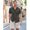 imageCOOFANDY Mens Short Sleeve Wrinkle Free Shirt Casual Button Down Shirt Summer Dress ShirtDark Grey
