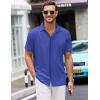 imageCOOFANDY Mens Short Sleeve Wrinkle Free Shirt Casual Button Down Shirt Summer Dress ShirtDeep Blue