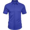 imageCOOFANDY Mens Short Sleeve Wrinkle Free Shirt Casual Button Down Shirt Summer Dress ShirtDeep Blue