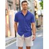 imageCOOFANDY Mens Short Sleeve Wrinkle Free Shirt Casual Button Down Shirt Summer Dress ShirtDeep Blue