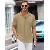 imageCOOFANDY Mens Short Sleeve Wrinkle Free Shirt Casual Button Down Shirt Summer Dress ShirtKhaki