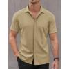 imageCOOFANDY Mens Short Sleeve Wrinkle Free Shirt Casual Button Down Shirt Summer Dress ShirtKhaki