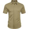 imageCOOFANDY Mens Short Sleeve Wrinkle Free Shirt Casual Button Down Shirt Summer Dress ShirtKhaki