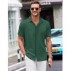 imageCOOFANDY Mens Short Sleeve Wrinkle Free Shirt Casual Button Down Shirt Summer Dress ShirtLake Green