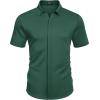 imageCOOFANDY Mens Short Sleeve Wrinkle Free Shirt Casual Button Down Shirt Summer Dress ShirtLake Green