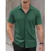 imageCOOFANDY Mens Short Sleeve Wrinkle Free Shirt Casual Button Down Shirt Summer Dress ShirtLake Green
