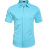 imageCOOFANDY Mens Short Sleeve Wrinkle Free Shirt Casual Button Down Shirt Summer Dress ShirtLight Blue