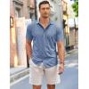 imageCOOFANDY Mens Short Sleeve Wrinkle Free Shirt Casual Button Down Shirt Summer Dress ShirtLight Bluepalm Tree