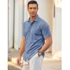 imageCOOFANDY Mens Short Sleeve Wrinkle Free Shirt Casual Button Down Shirt Summer Dress ShirtLight Bluepalm Tree