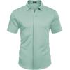 imageCOOFANDY Mens Short Sleeve Wrinkle Free Shirt Casual Button Down Shirt Summer Dress ShirtLight Green