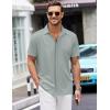 imageCOOFANDY Mens Short Sleeve Wrinkle Free Shirt Casual Button Down Shirt Summer Dress ShirtLight Grey