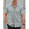 imageCOOFANDY Mens Short Sleeve Wrinkle Free Shirt Casual Button Down Shirt Summer Dress ShirtLight Grey