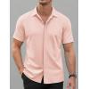 imageCOOFANDY Mens Short Sleeve Wrinkle Free Shirt Casual Button Down Shirt Summer Dress ShirtLight Pink