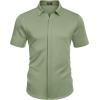 imageCOOFANDY Mens Short Sleeve Wrinkle Free Shirt Casual Button Down Shirt Summer Dress ShirtMoon Green