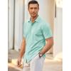 imageCOOFANDY Mens Short Sleeve Wrinkle Free Shirt Casual Button Down Shirt Summer Dress ShirtSlight Blue