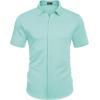 imageCOOFANDY Mens Short Sleeve Wrinkle Free Shirt Casual Button Down Shirt Summer Dress ShirtSlight Blue