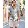 imageCOOFANDY Mens Short Sleeve Wrinkle Free Shirt Casual Button Down Shirt Summer Dress ShirtStripeblackwhite
