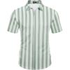 imageCOOFANDY Mens Short Sleeve Wrinkle Free Shirt Casual Button Down Shirt Summer Dress ShirtStripegreenwhite