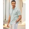 imageCOOFANDY Mens Short Sleeve Wrinkle Free Shirt Casual Button Down Shirt Summer Dress ShirtStripegreenwhite