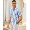 imageCOOFANDY Mens Short Sleeve Wrinkle Free Shirt Casual Button Down Shirt Summer Dress ShirtStripelight Bluewhite