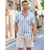 imageCOOFANDY Mens Short Sleeve Wrinkle Free Shirt Casual Button Down Shirt Summer Dress ShirtStripelight Bluewhite