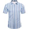 imageCOOFANDY Mens Short Sleeve Wrinkle Free Shirt Casual Button Down Shirt Summer Dress ShirtStripelight Bluewhite