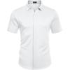 imageCOOFANDY Mens Short Sleeve Wrinkle Free Shirt Casual Button Down Shirt Summer Dress ShirtWhite